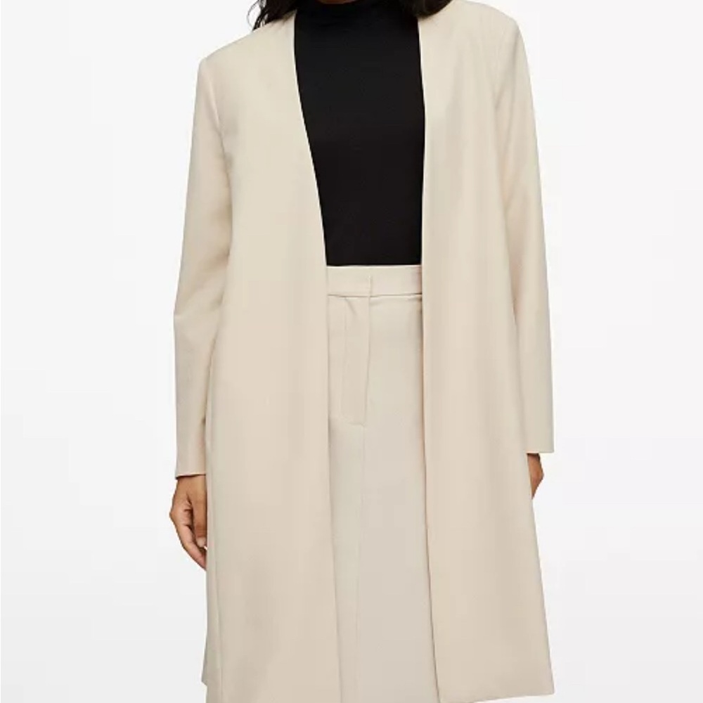 MANGO Cream Padded Shoulder Jacket